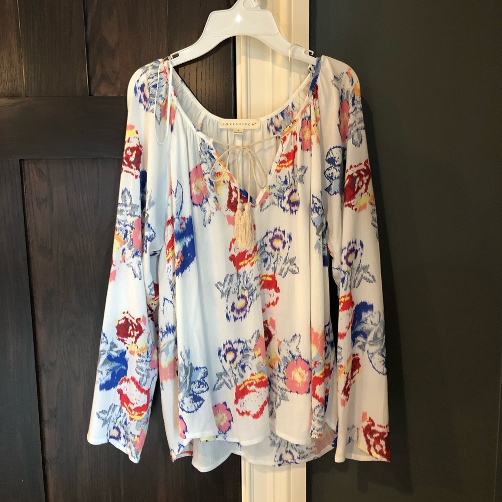 Love Stitch Long Sleeve Floral Blouse